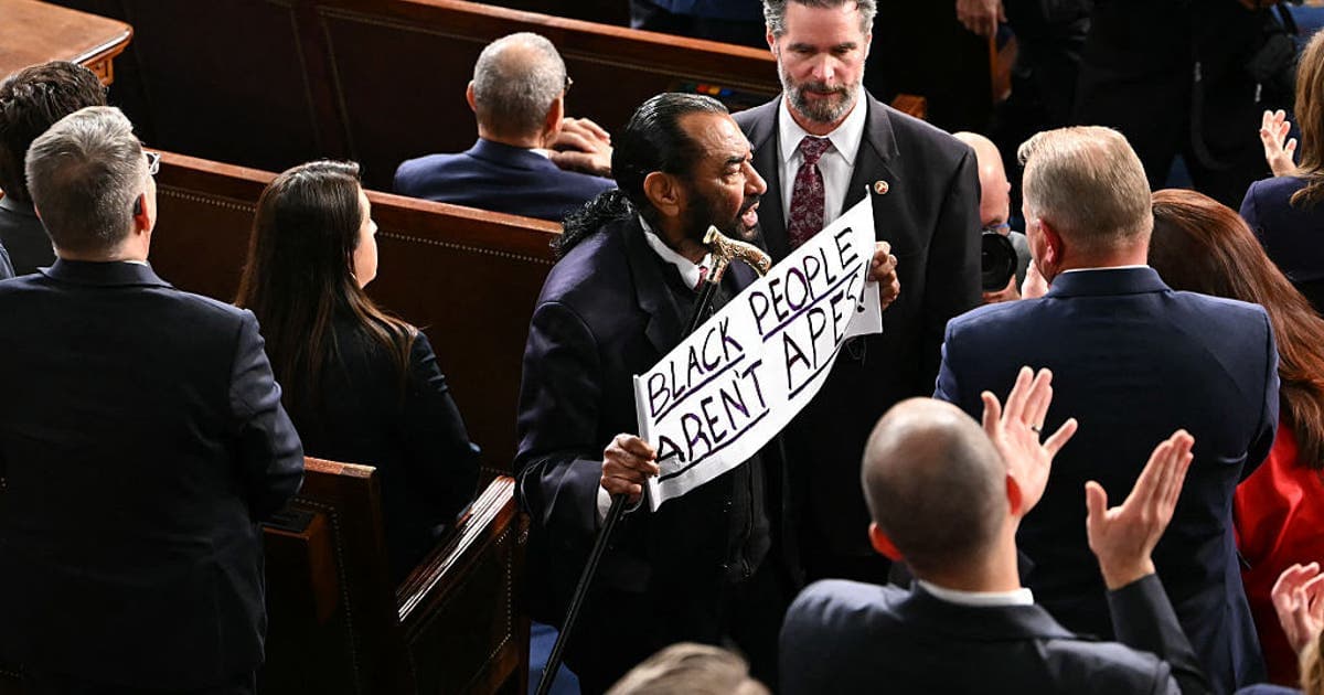 Democratic Rep. Al Green removed from State of the Union address holding sign: 'Black people aren't apes'