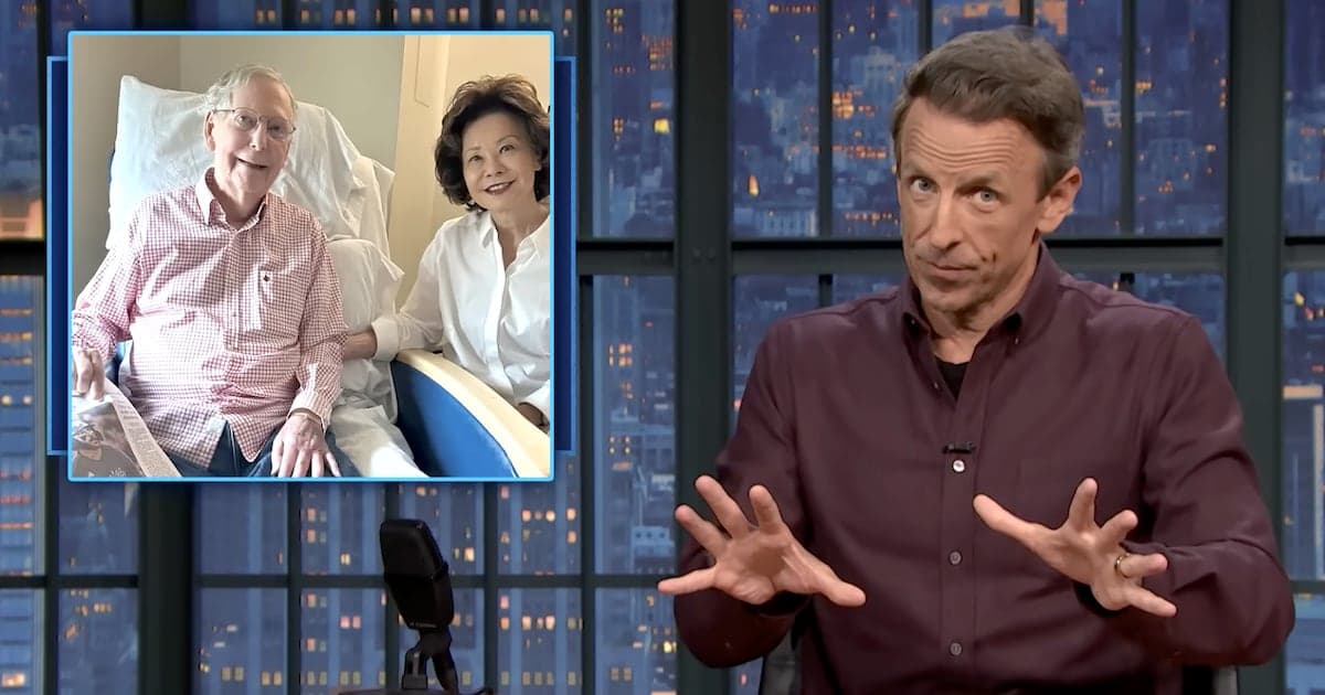 Seth Meyers Spots Glaring Issue With Mitch McConnell's Proof of Life Pic
