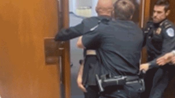 GOP Senator Tim Sheehy tackles 'unhinged' protester during chaotic hearing