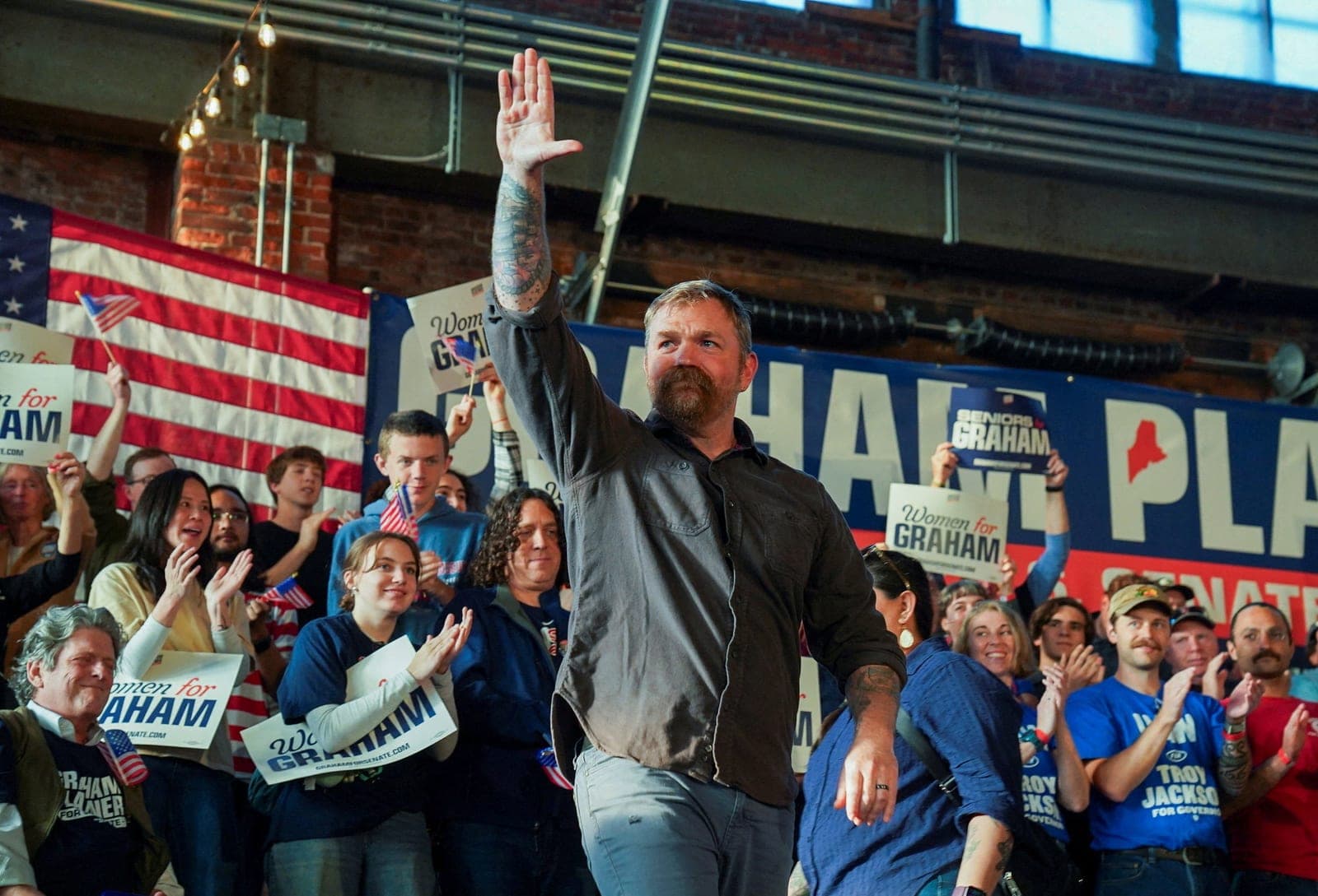 Democrat mired in abuse and Nazi tattoo claims is central to party's Senate take-back