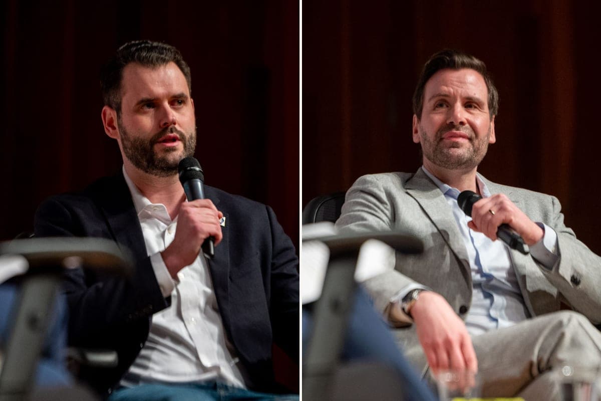 Democratic U.S. Senate candidates Zach Wahls and Josh Turek attend campaign finance forum