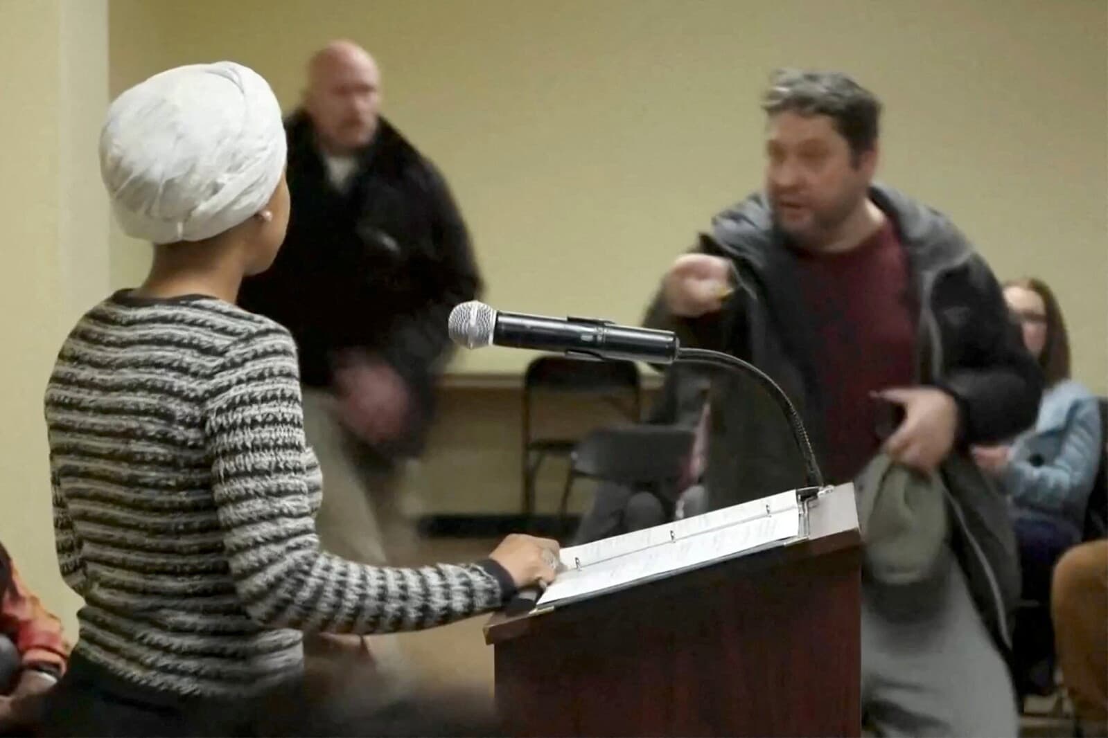 Man sprays Rep. Ilhan Omar with liquid at Minneapolis event