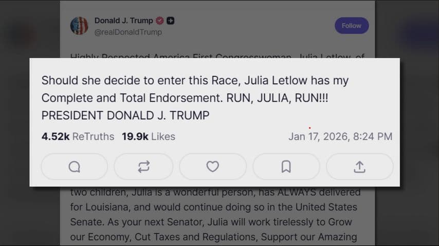 President Donald Trump backs Julia Letlow for U.S. Senate