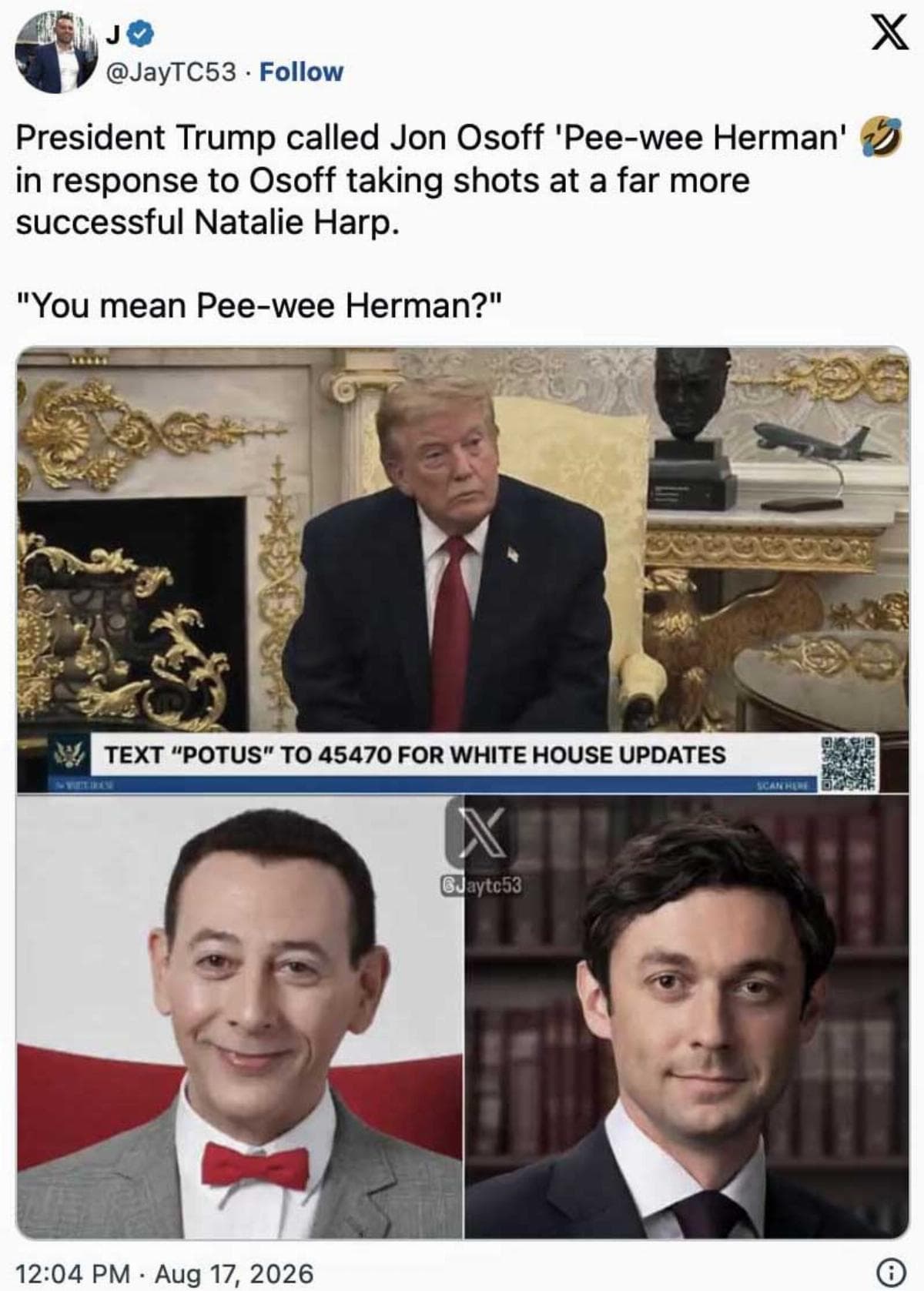 Jon Ossoff becomes Pee Wee Herman