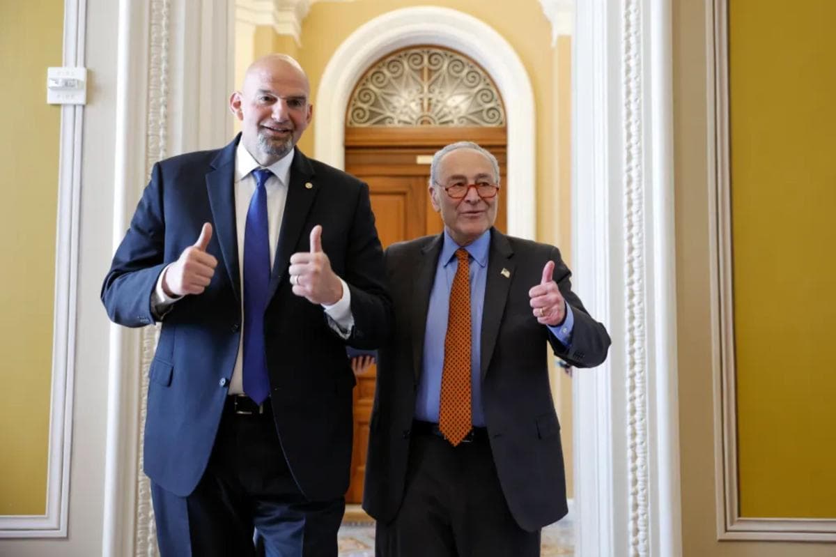 Chuck Schumer all but begs 'very good member' John Fetterman to remain a Democrat