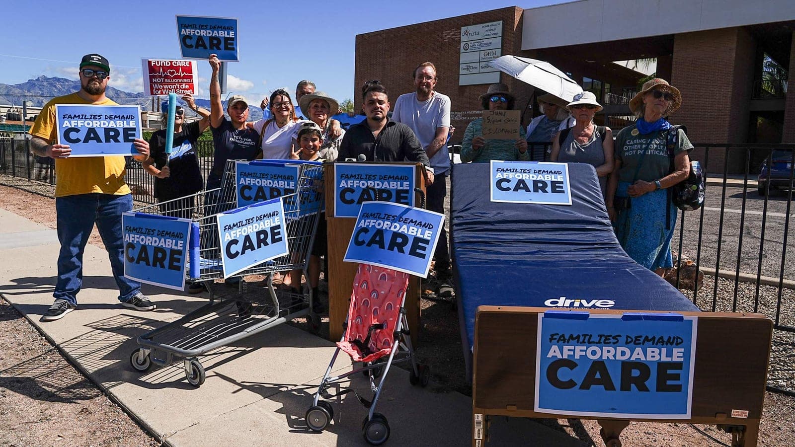 Protesters march on Ciscomani's office demanding cheaper care and groceries