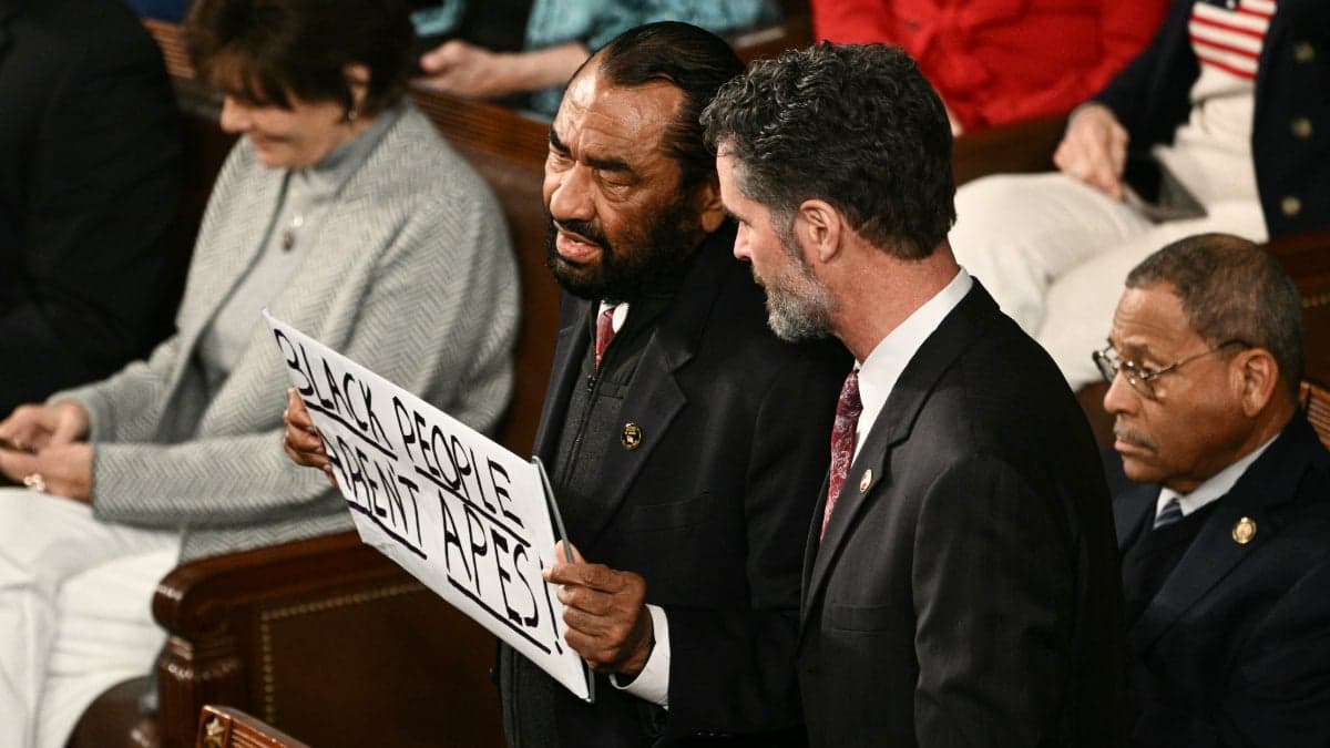 Security Escorts Rep. Al Green Out of State of the Union Over 'Black People Aren't Apes' Sign
