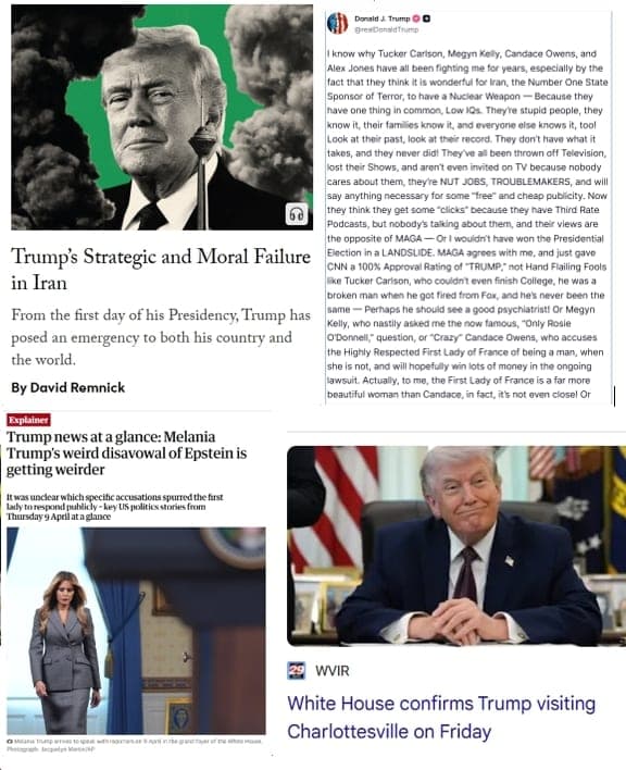 Friday (4/10) News: “Trump’s Strategic and Moral Failure in Iran”; “Trump Lashes Out at Prominent Conservatives Over Iran War Criticism”