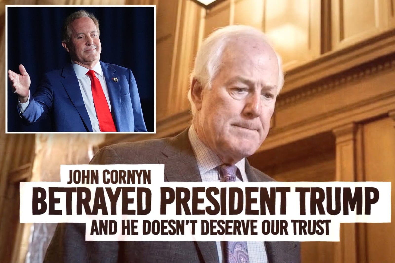 Pro-Ken Paxton PAC ad claims John Cornyn 'Betrayed President Trump' amid scramble for endorsement