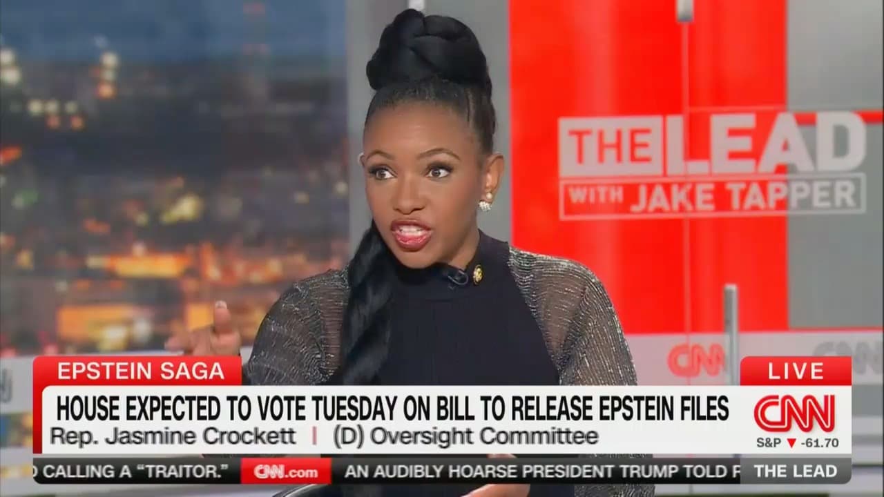 Jasmine Crockett Says Speaker Johnson Is 'Full of Sh**' After Jake Tapper Tells Her, 'This Is Cable', You Can Cuss'