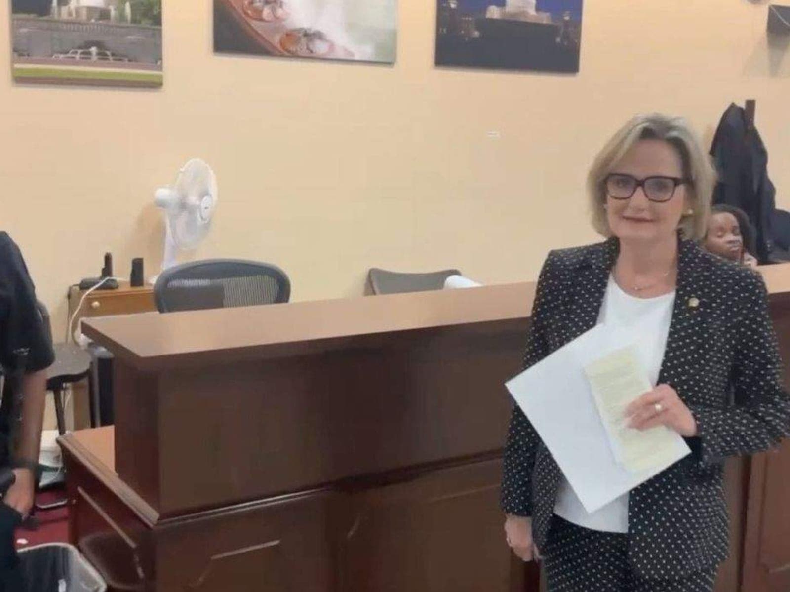 Republican Sen. Cindy Hyde-Smith hides behind Capitol Police rather than answer a question about Nolan Wells