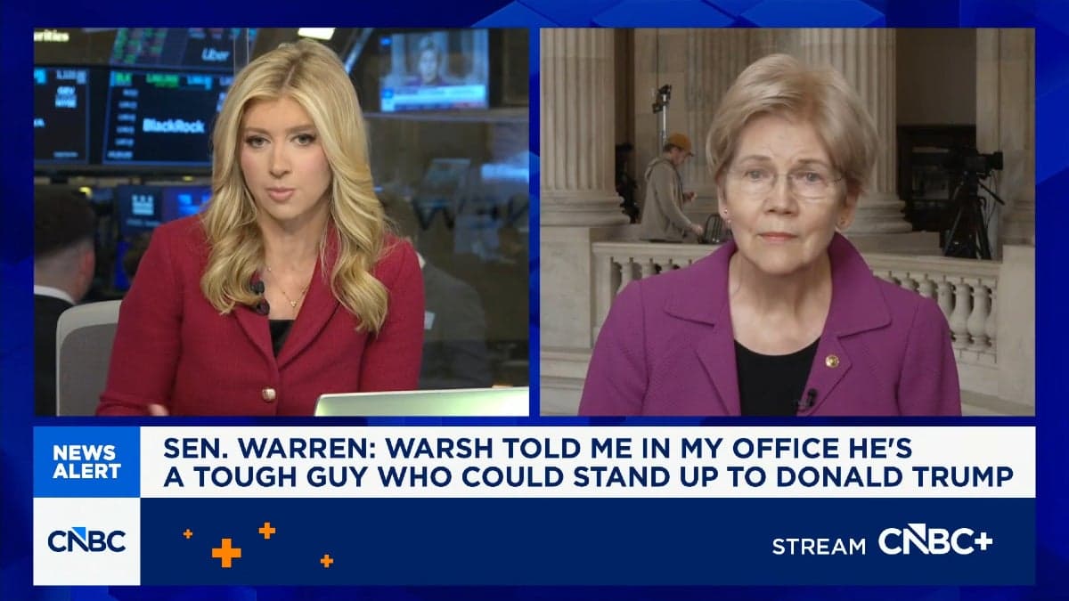 Elizabeth Warren Laughs at CNBC Reporter's Trump Comparison