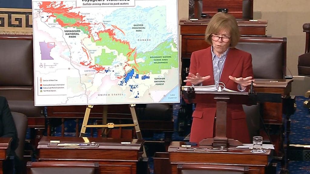 Sen. Tina Smith holds Senate floor for hours ahead of expected vote on Boundary Waters mining