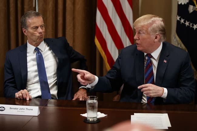 Trump Puts Thune on the Ropes Over 'Nasty' Parliamentarian As SAVE America Act Showdown Explodes