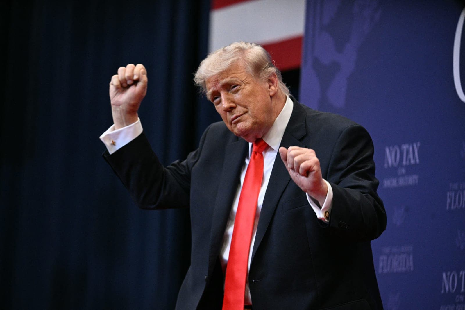 'Goodnight brother, let's go to bed': Trump opens rally speech in Florida with bizarre impression of Ilhan Omar