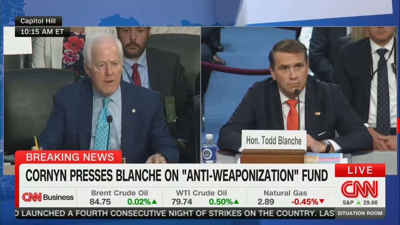 John Cornyn Grills Todd Blanche On Trump Weaponization Fund
