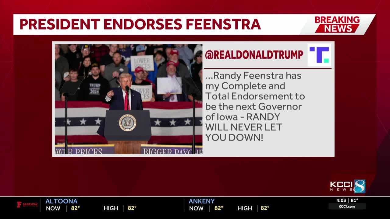 Iowa governor's race: Donald Trump endorses Randy Feenstra in GOP primary