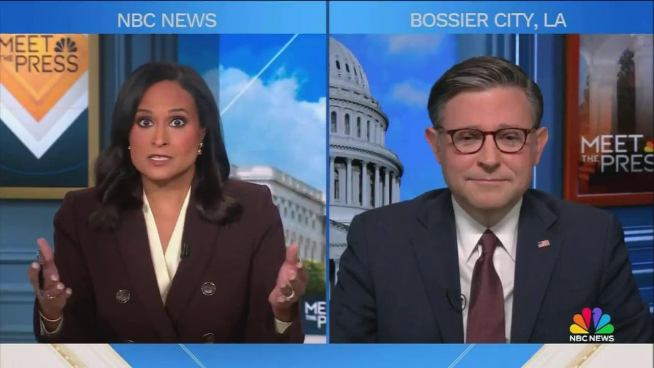 Mike Johnson Claims Susan Collins Was A Democrat For Criticizing Tump's Bribery Scheme