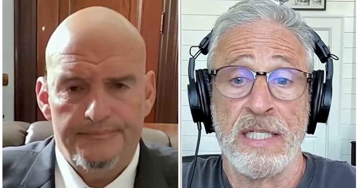 Jon Stewart Corners John Fetterman on Trump Flip-Flop
