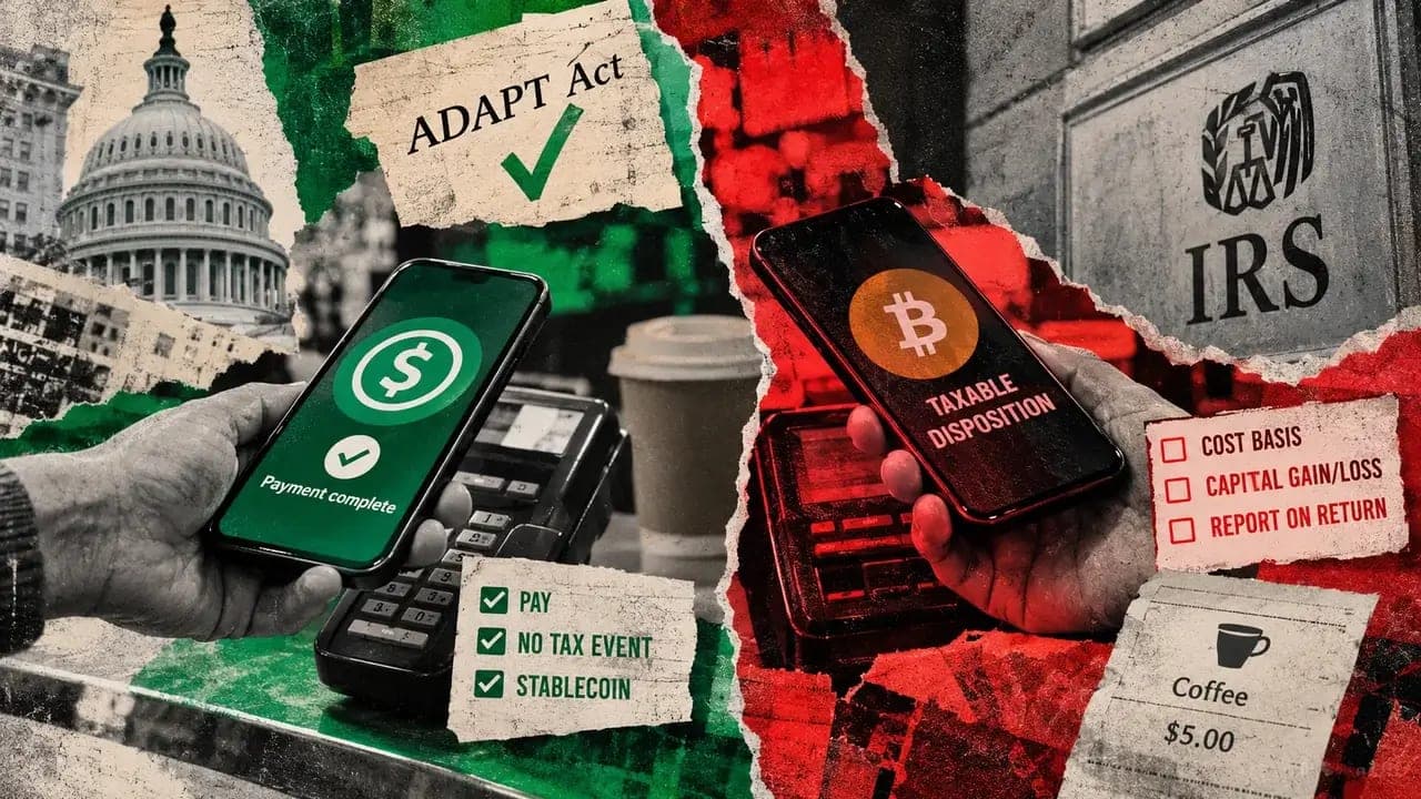 Senate tax bill frees stablecoin spending while Bitcoin stays on IRS forms