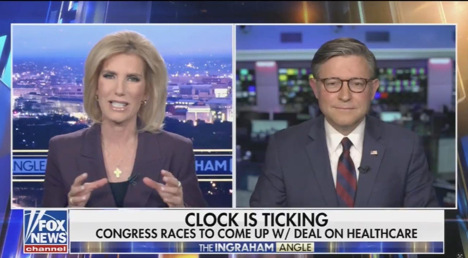 Laura Ingraham Straight-Up Asks Mike Johnson, 'How Do You Avoid Getting Blamed' for Rising Healthcare Costs?