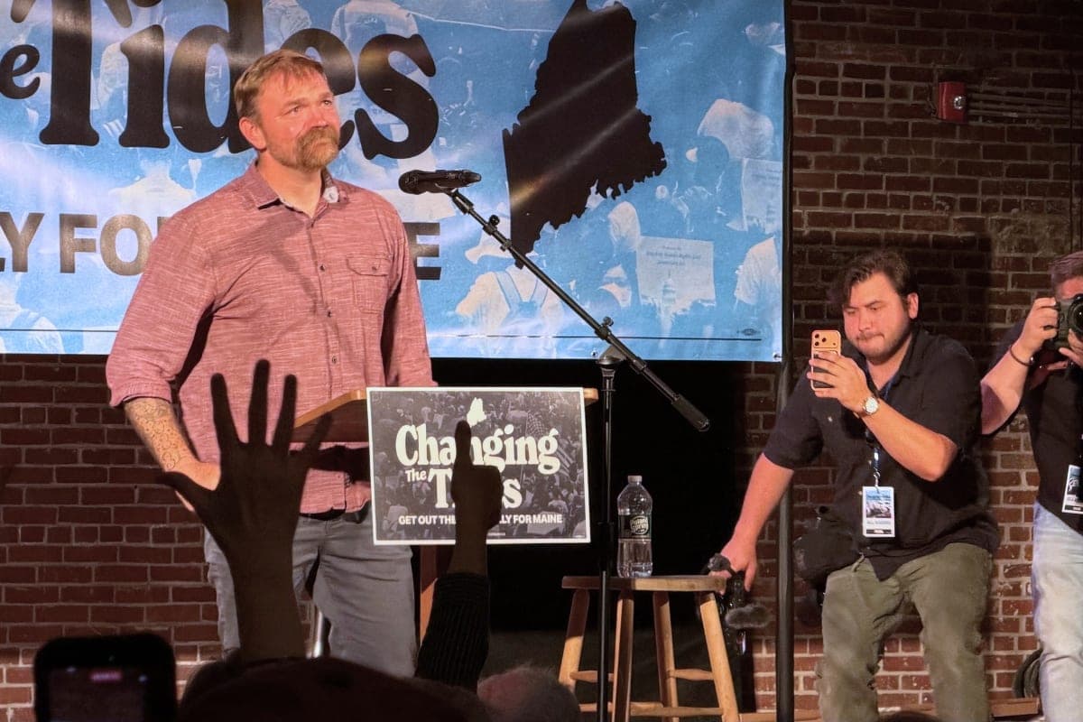 Graham Platner supporters shrug off controversies at Bar Harbor rally