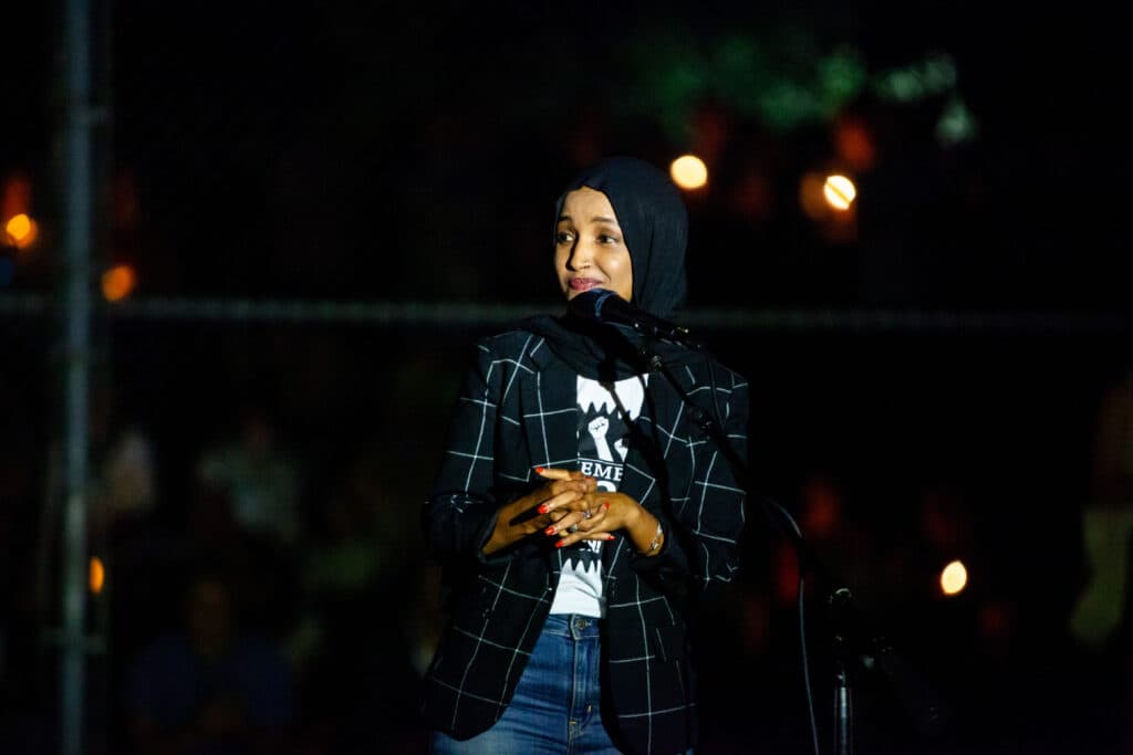 Man rushes at Omar at town hall; congresswoman appears unhurt