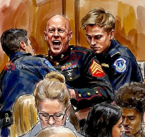 A sitting US Senator broke the hand of a Marine veteran for protesting the Iran war