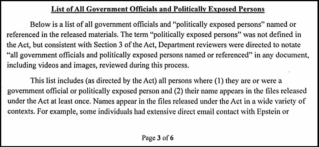 AG Pam Bondi Releases List of Names Appearing in Epstein Files to Complete Demands of Thomas Massie