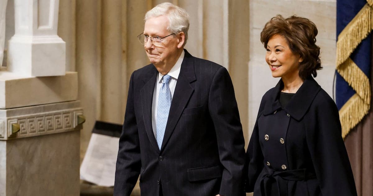 Mitch McConnell's Wife Elaine Chao Takes Heat From Hometown Newspaper Columnist Over China Trip