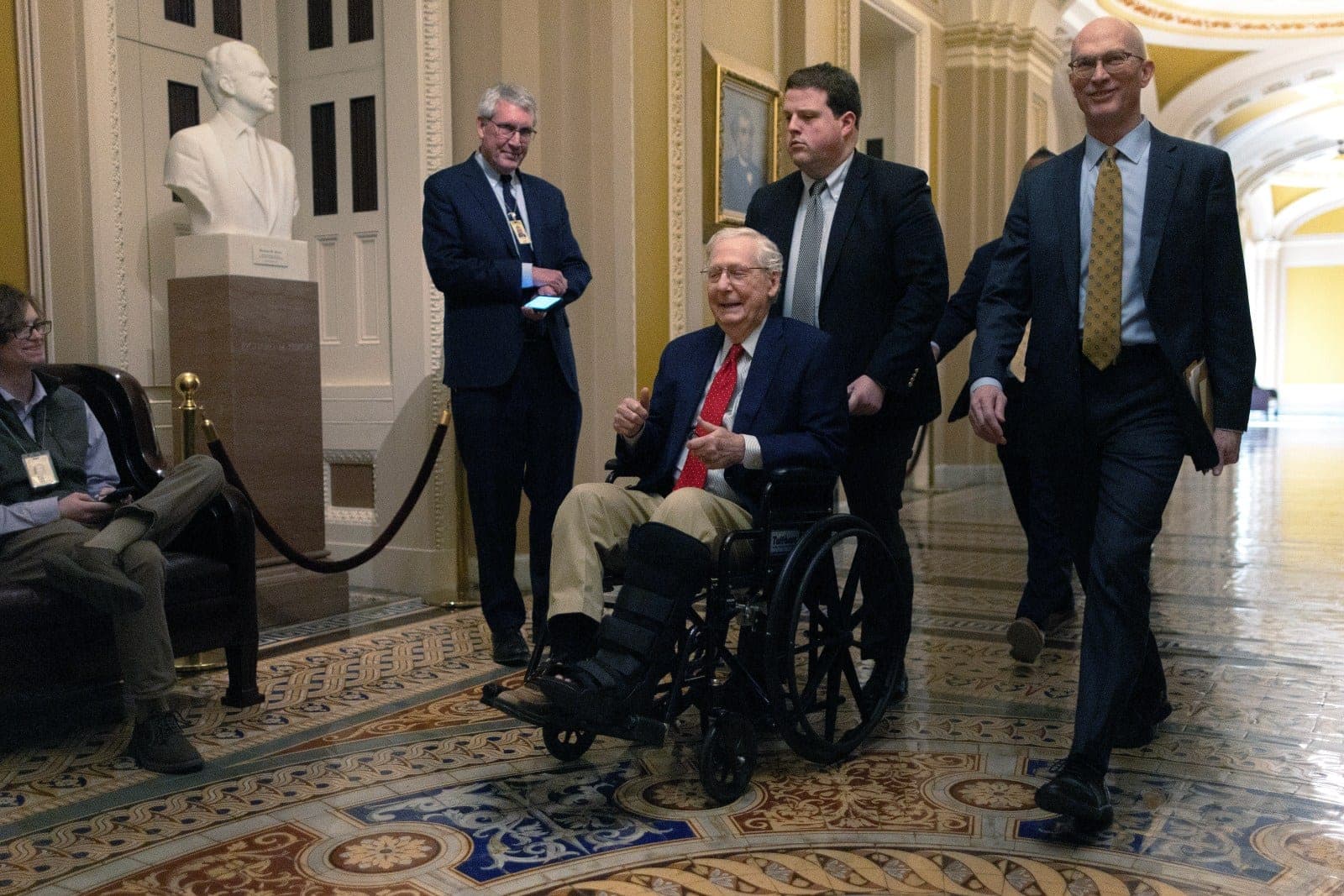 Meet Mitch McConnell's staff getting paid during his absence