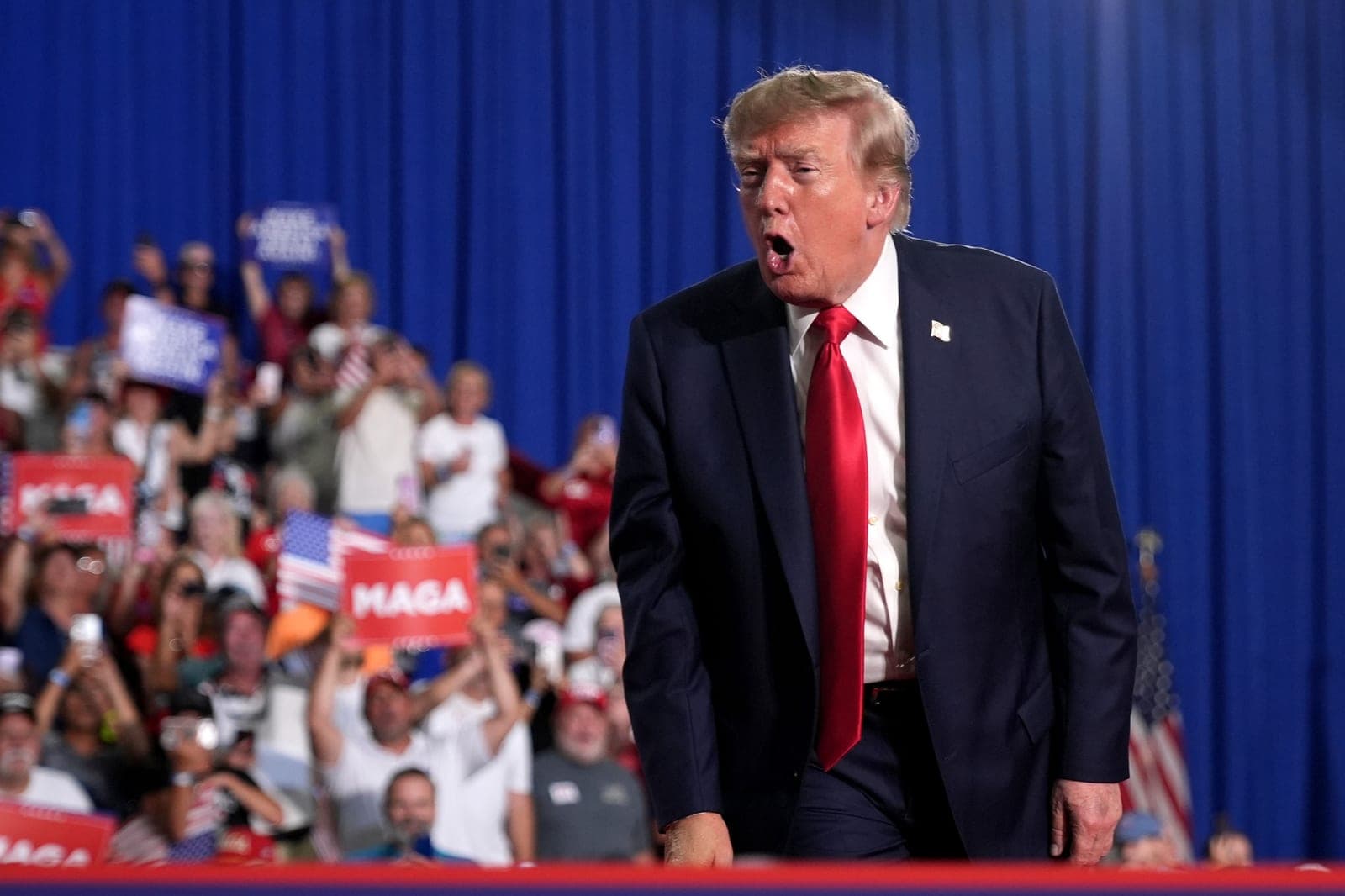 Trump fires back after protester interrupts Myrtle Beach rally for Darline Graham