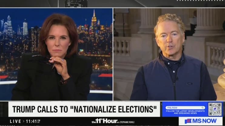 Rand Paul Pumps the Brakes on Trump's Idea To 'Nationalize' Elections: 'That's Not What the Constitution Says'