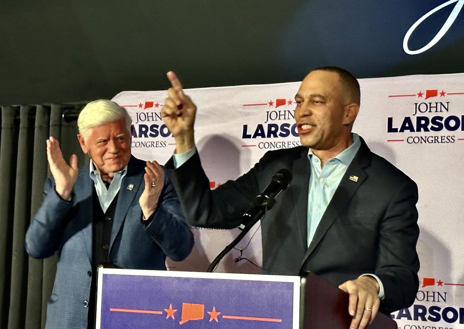 Hakeem Jeffries stumps in district safe for Dems, if not for Larson