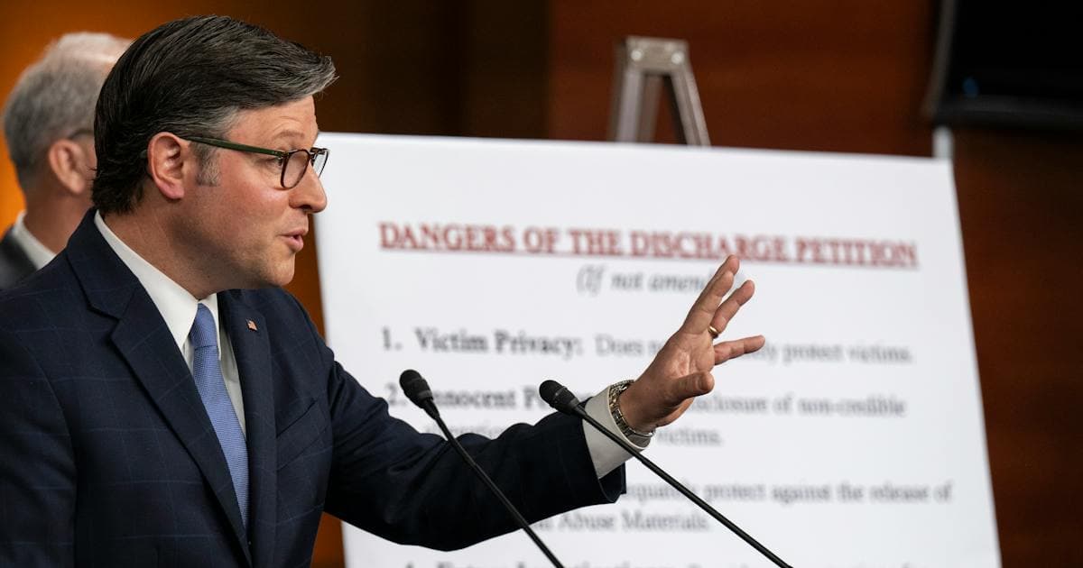 Mike Johnson Let's Slip How He Hopes to Block Epstein Files Release