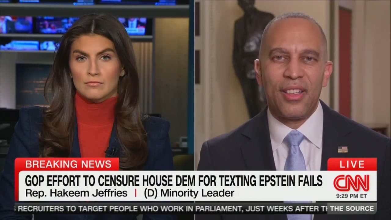 CNN's Kaitlin Collins Grills Hakeem Jeffries on Plaskett-Epstein Texts in Testy On-Air Exchange