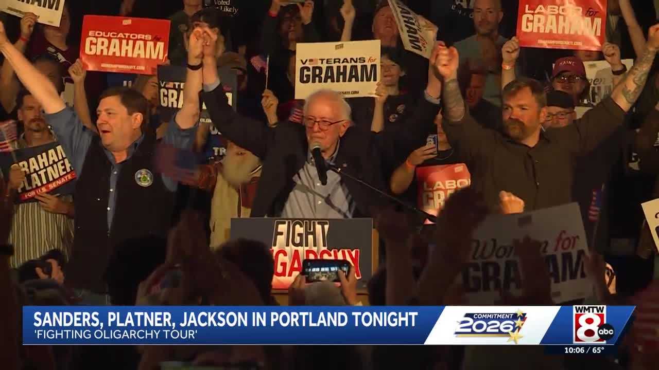 Sen. Bernie Sanders rallies for Graham Platner and Troy Jackson ahead of June election