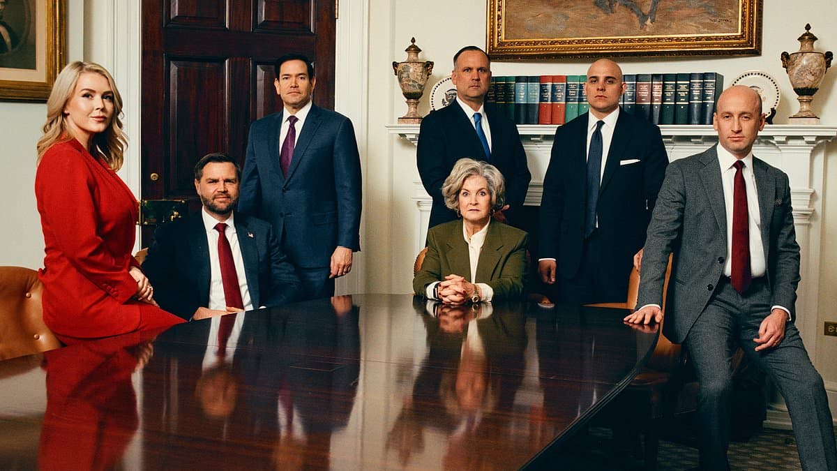 Vanity Fair photographer describes dramatic moment Trump's cabinet were ushered into Situation Room in the MIDDLE of shoot