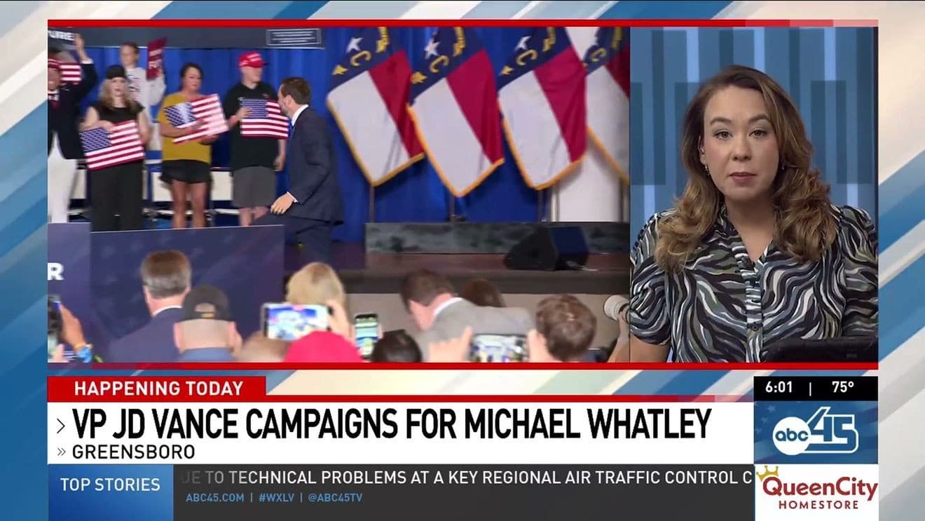 JD Vance campaigns for Michael Whatley at Greensboro rally