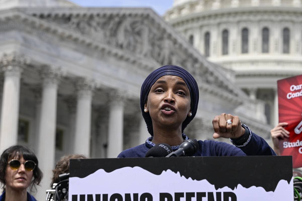 Man attacks US congresswoman Ilhan Omar with unknown substance during public meeting in Minnesota