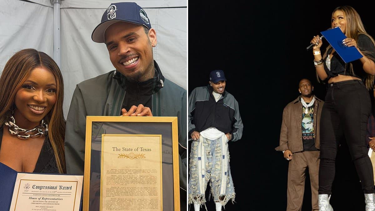 Chris Brown torches Texas Democrat who joined Jasmine Crockett to honor him on stage and then APOLOGIZED