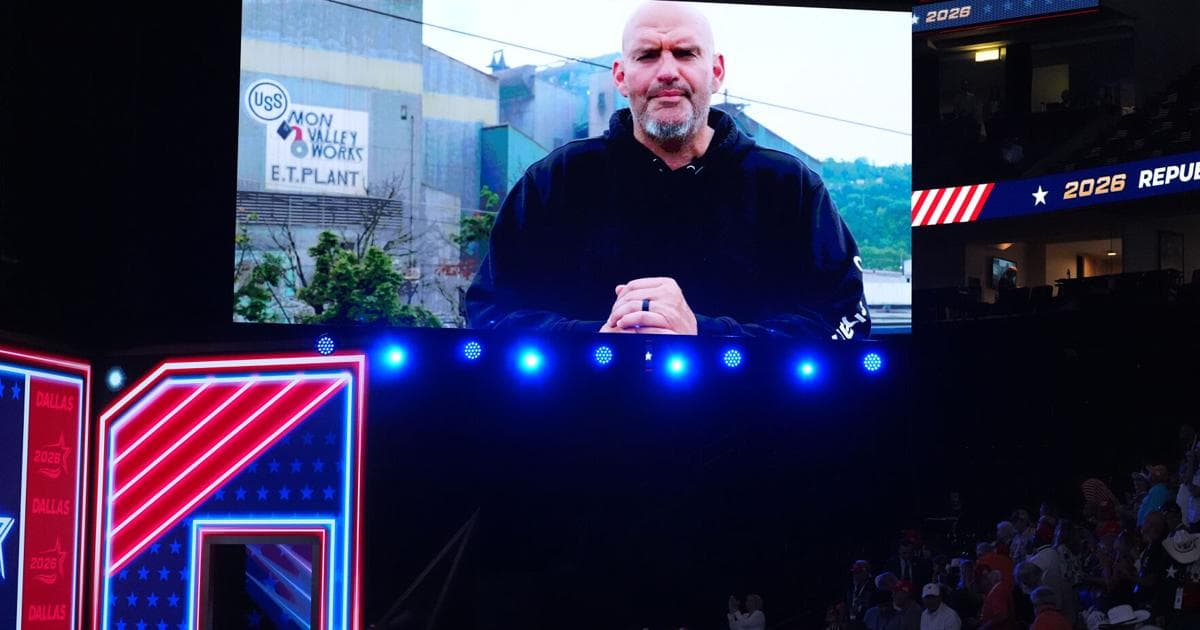 Democratic Sen. Fetterman speaks at a GOP midterm convention, fueling party-switch fears