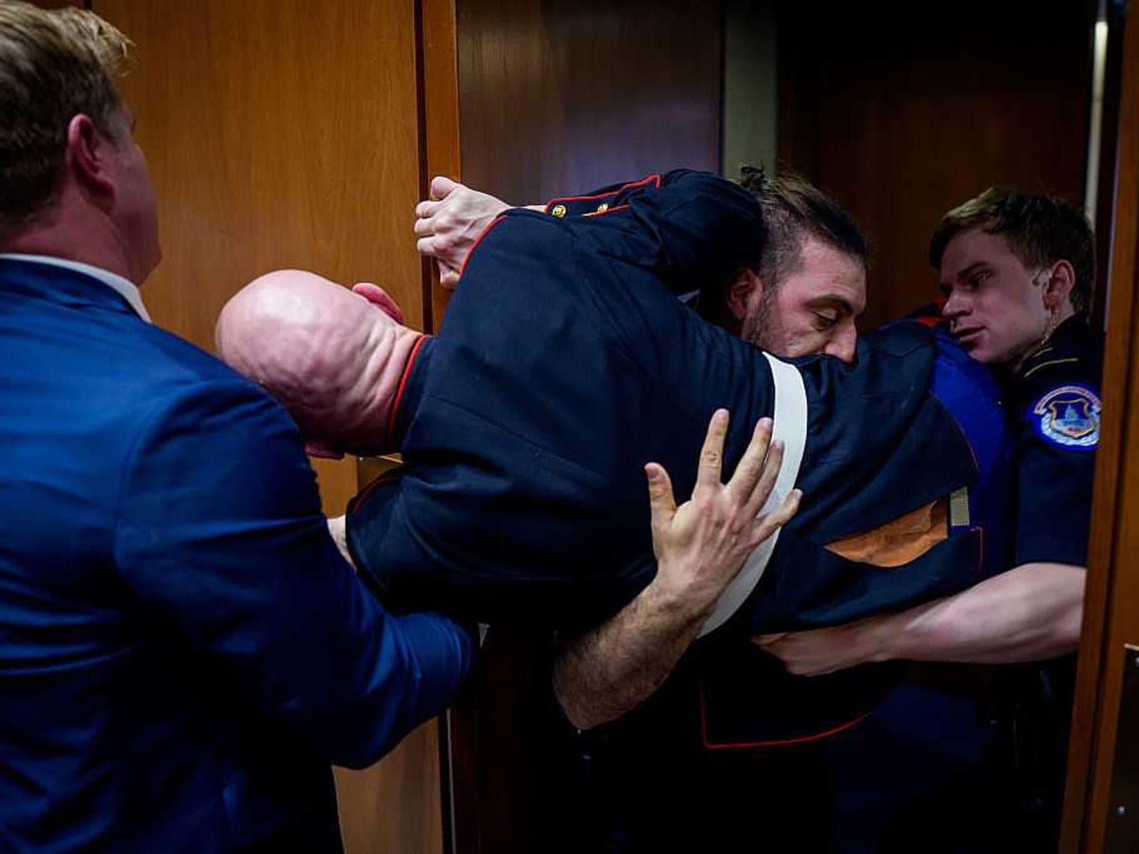 Sen. Sheehy steps in: 'Unhinged' activist's arm snaps as Capitol Police intervene in Senate hearing gone wild