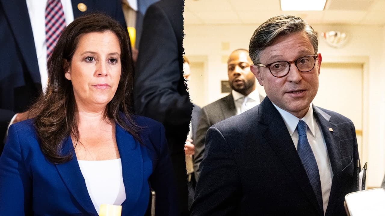 Elise Stefanik, Mike Johnson clash in heated exchange over defense bill