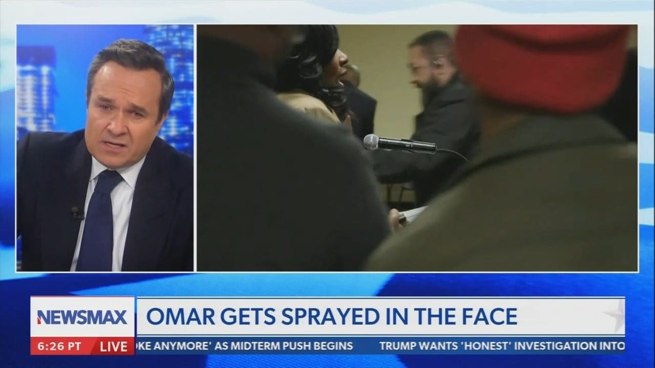Newsmax's Greg Kelly on assault against Rep. Ilhan Omar (D-MN): "Let's not overdo it there. Ilhan Omar, she's a survivor. It looked to me like silly string, which we used to play with back in the day."
