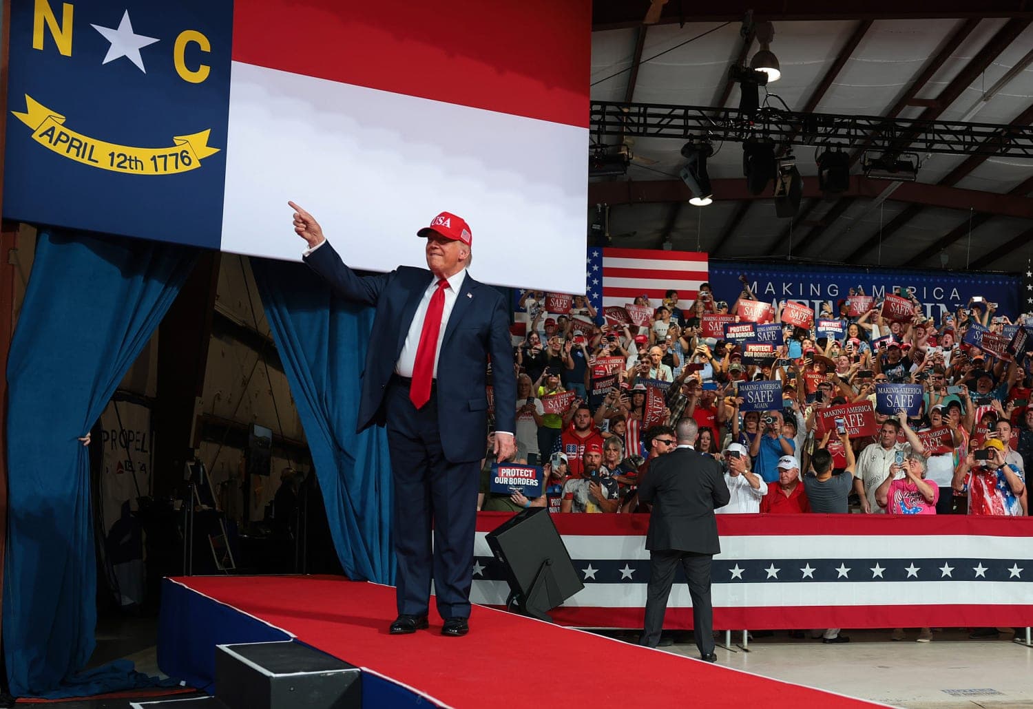 Trump bashes Democrats on crime in campaigning for Michael Whatley in North Carolina