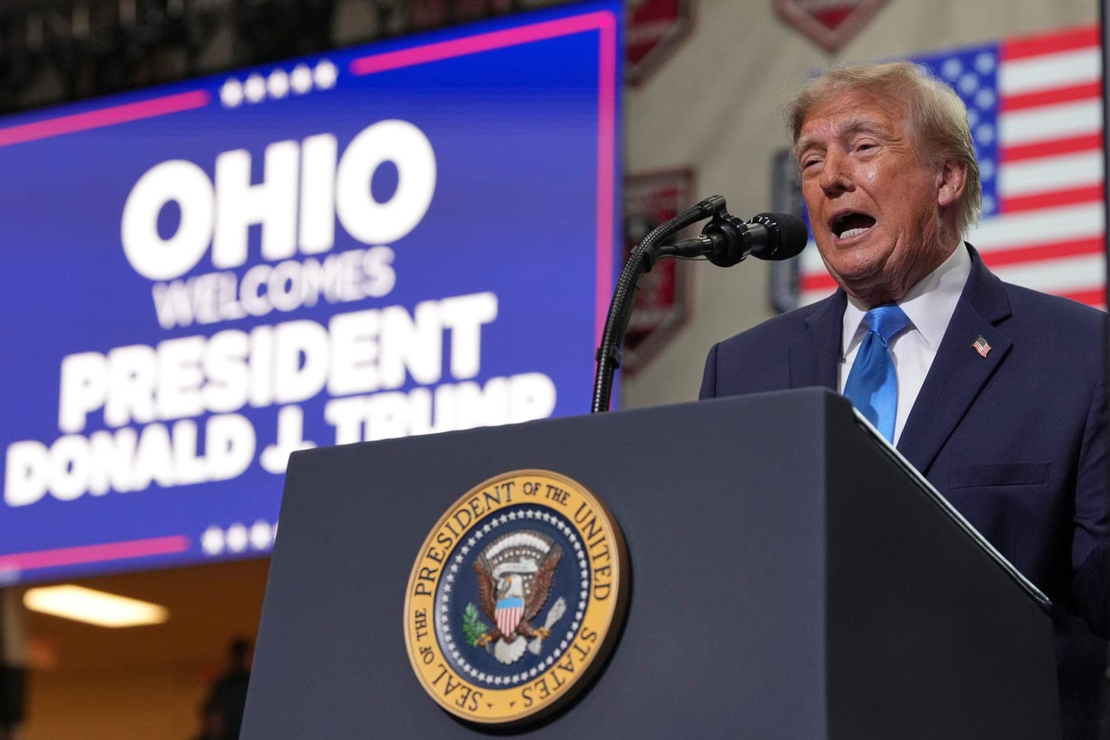 Trump defends data centers in Ohio as he rallies to boost Jon Husted in a tight Senate race