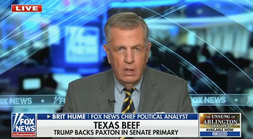 Brit Hume Dings Trump's Endorsement of AG Ken Paxton