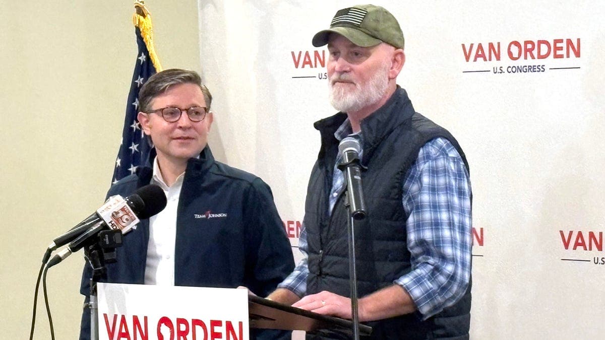 Speaker Mike Johnson stumps with Derrick Van Orden in a pivotal race
