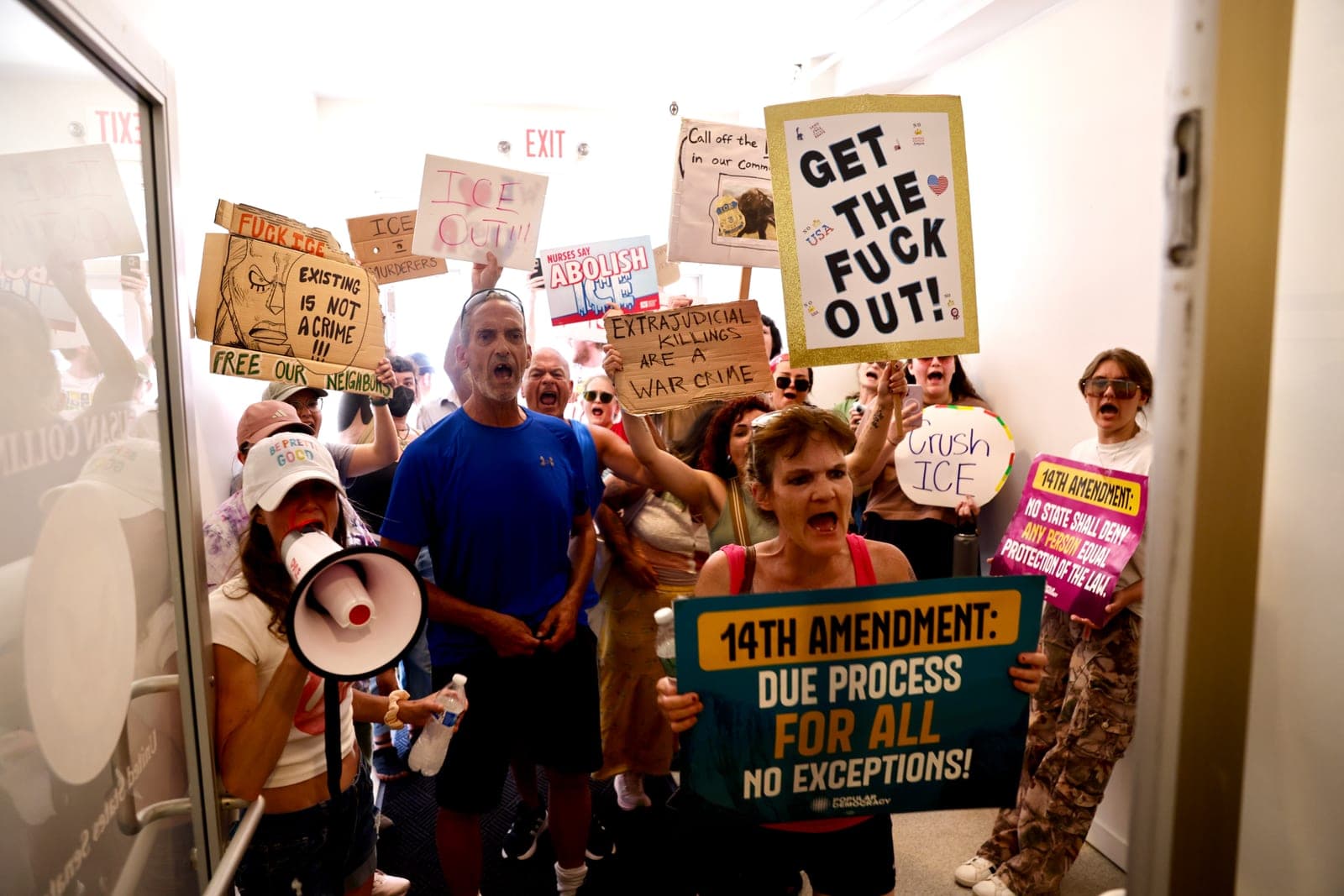 Protesters storm Susan Collins' Biddeford office after federal agent shot man